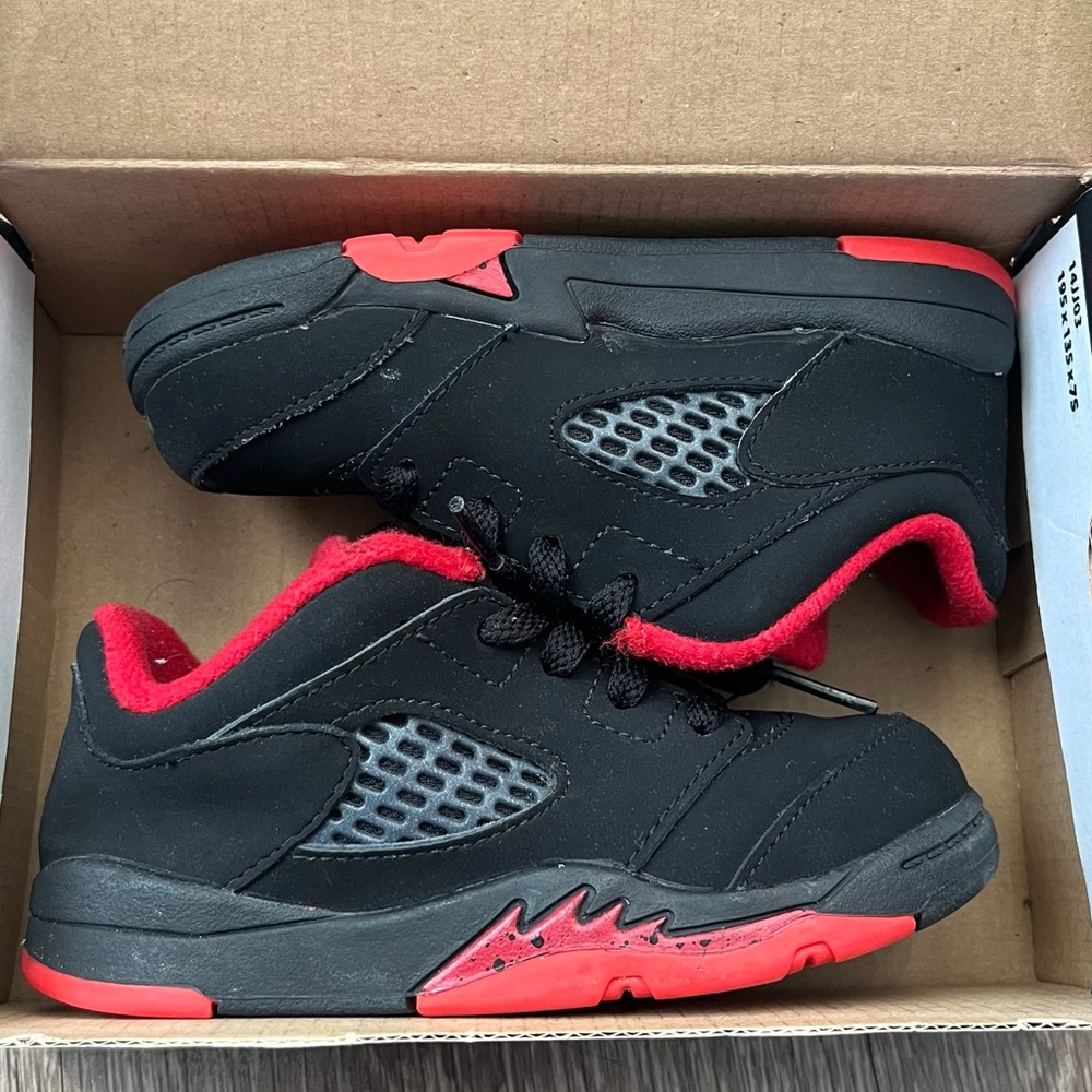 Nike Air Jordan 5 Retro Low (TD) Alternate 90 Black/Gym Red 314340-001 Size 8c